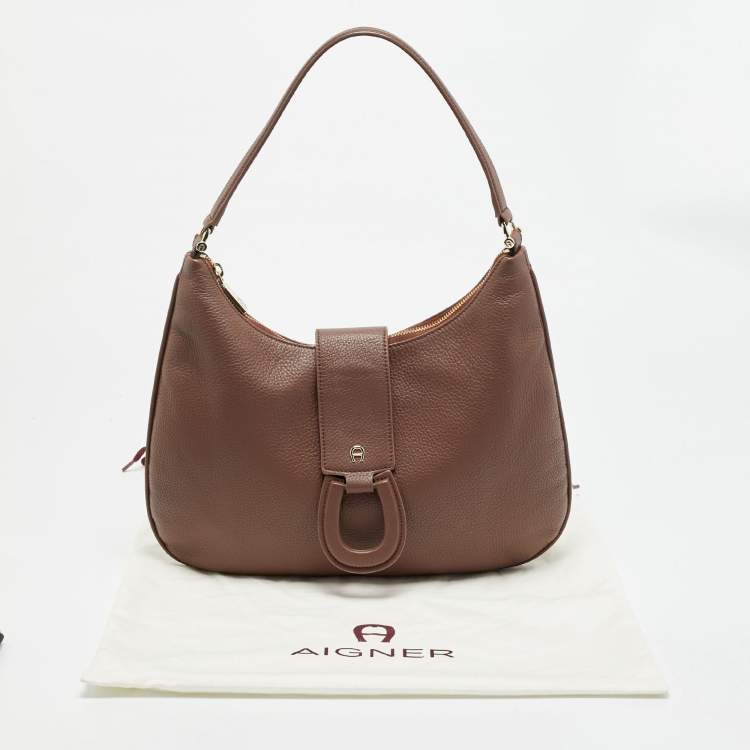 Pre Owned Aigner Selena Brown Leather Hobo