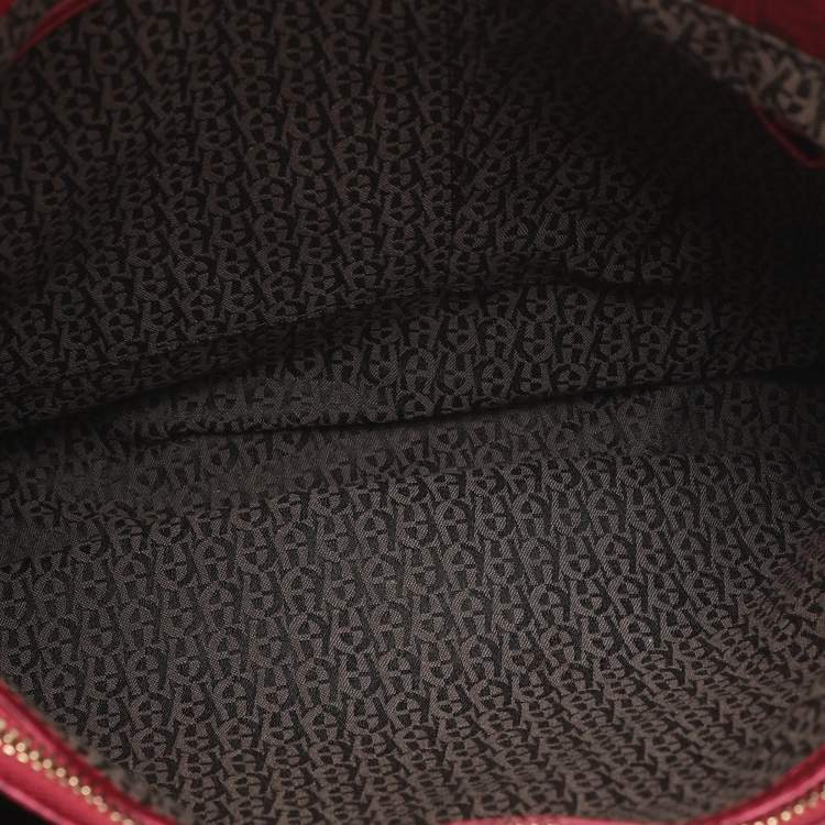 Pre Owned Aigner Beige/Pink Signature Canvas and Leather Tote