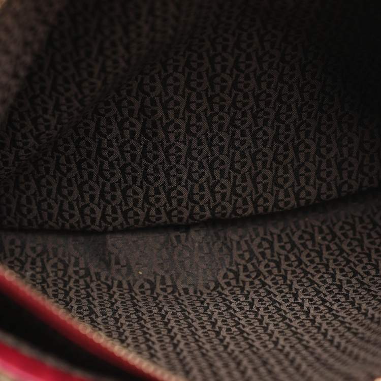 Pre Owned Aigner Beige/Pink Signature Canvas and Leather Tote