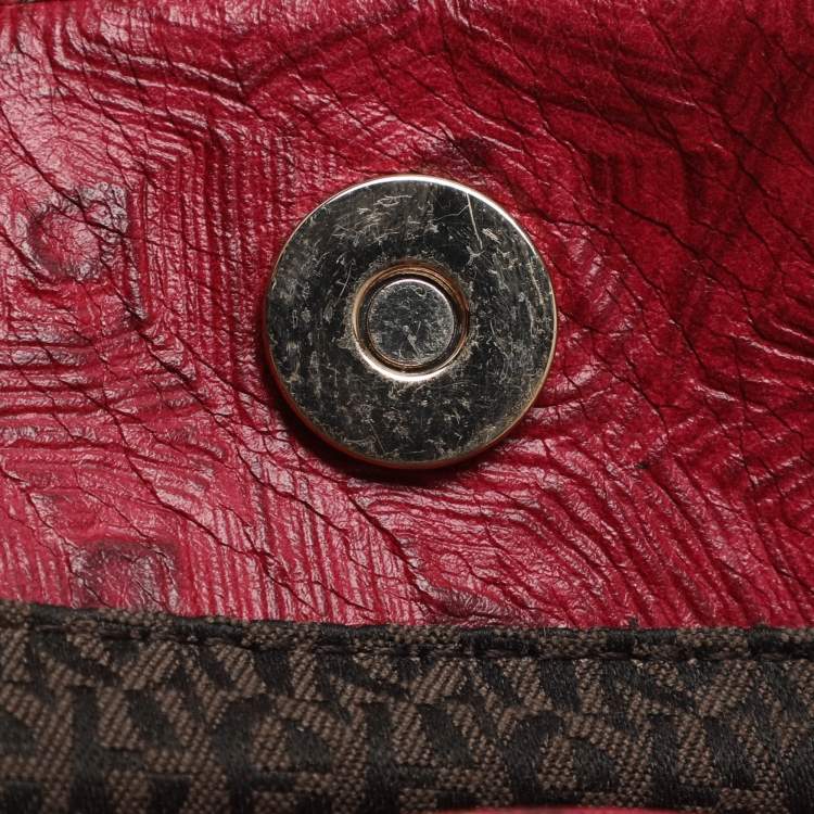 Pre Owned Aigner Beige/Pink Signature Canvas and Leather Tote