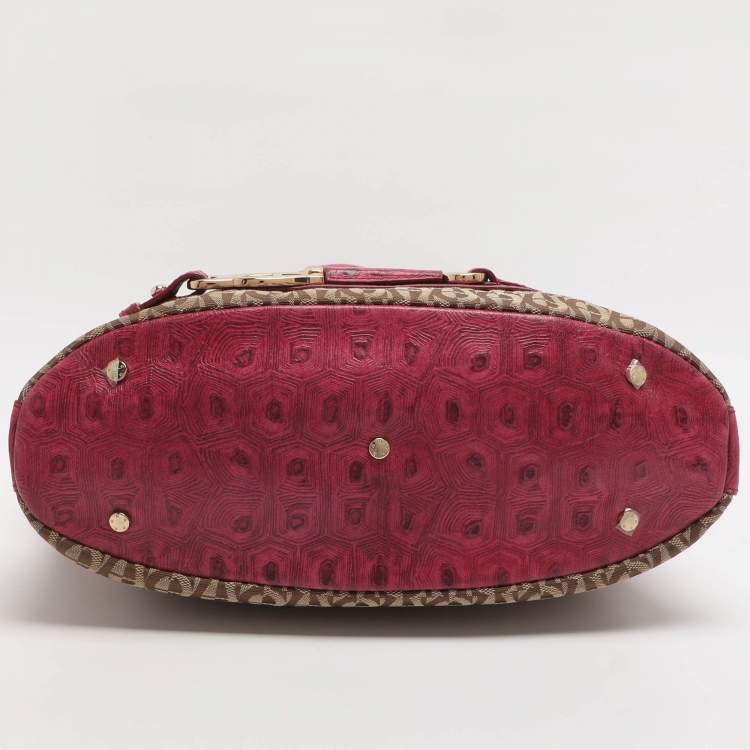 Pre Owned Aigner Beige/Pink Signature Canvas and Leather Tote