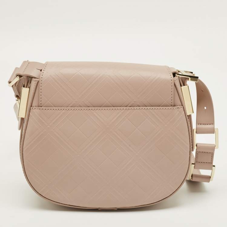 Pre Owned Aigner Vittoria Old Rose Embossed Leather Shoulder Bag