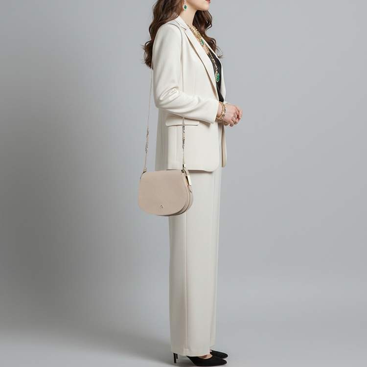 Pre Owned Aigner Vittoria Old Rose Embossed Leather Shoulder Bag