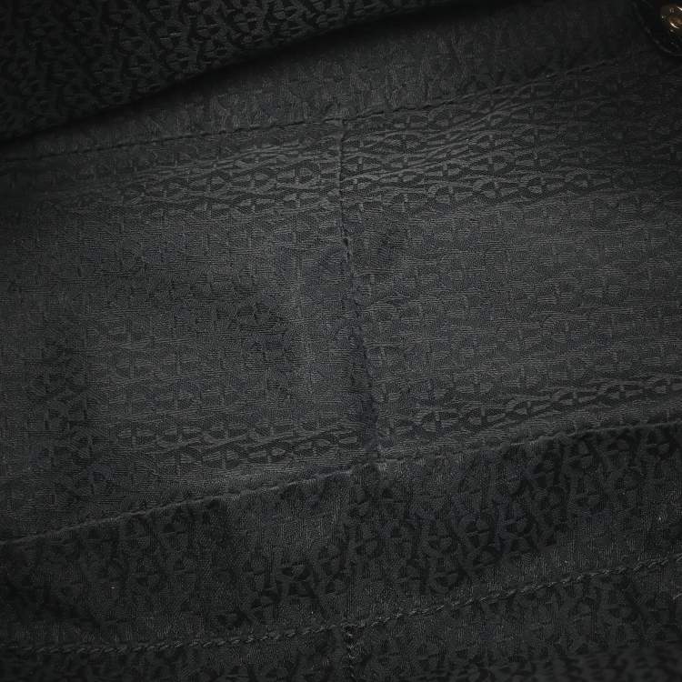 Pre Owned Aigner Black Croc Embossed Leather Hobo