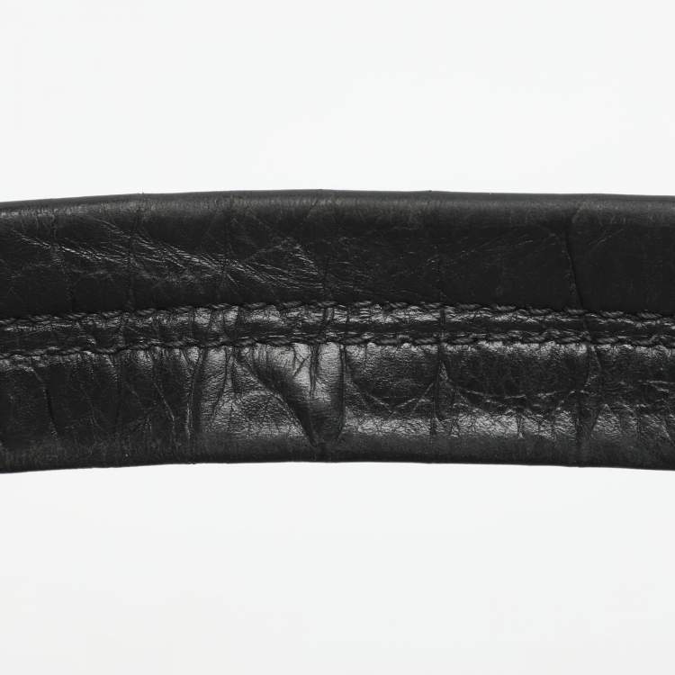 Pre Owned Aigner Black Croc Embossed Leather Hobo