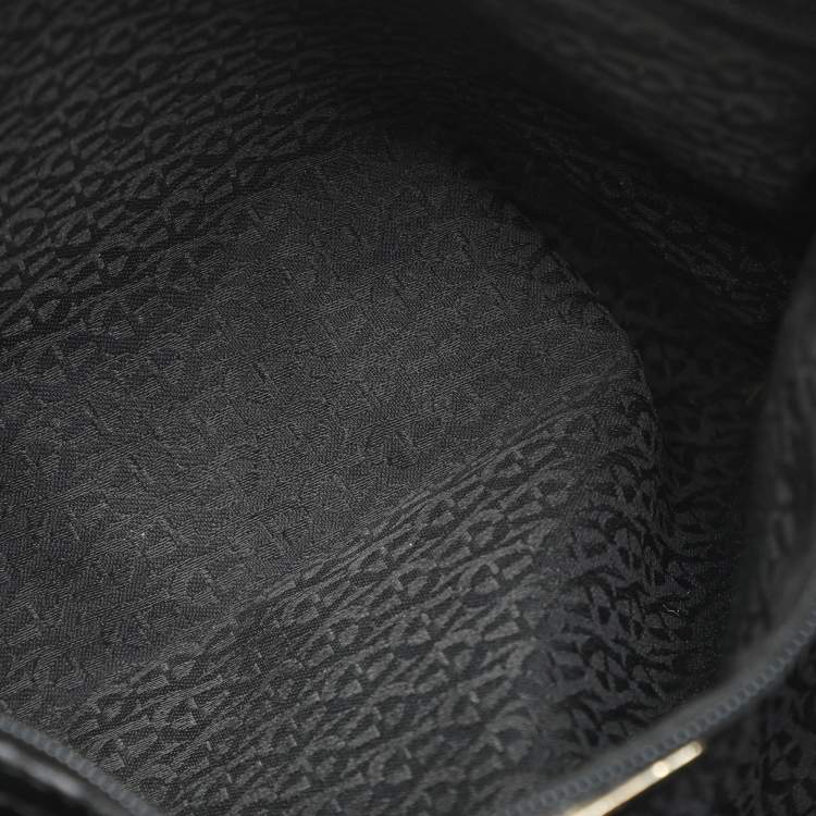 Pre Owned Aigner Black Croc Embossed Leather Hobo