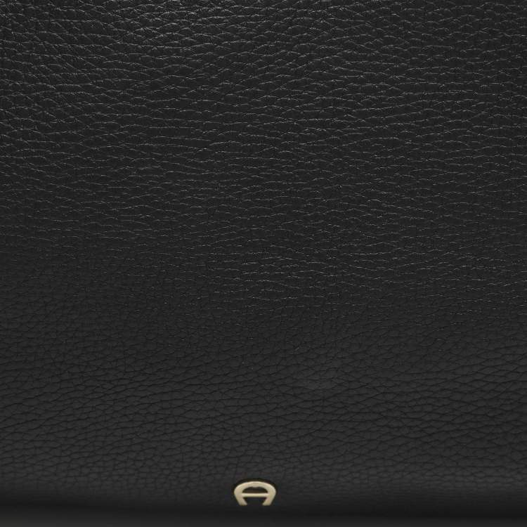 Pre Owned Aigner Black Leather Satchel