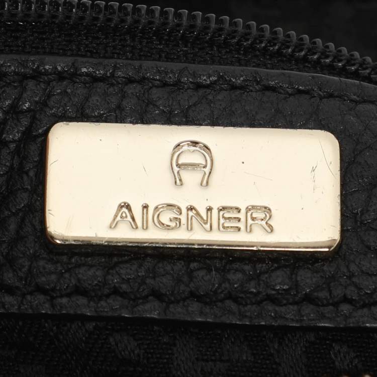 Pre Owned Aigner Black Leather Satchel