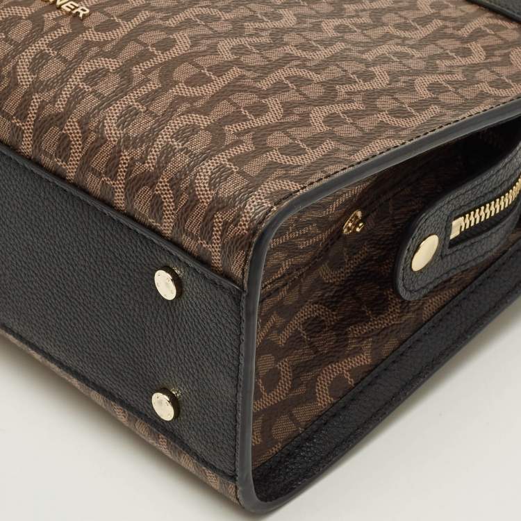 Pre Owned Aigner Carol Brown/Black Signature Coated Canvas Top Handle Bag
