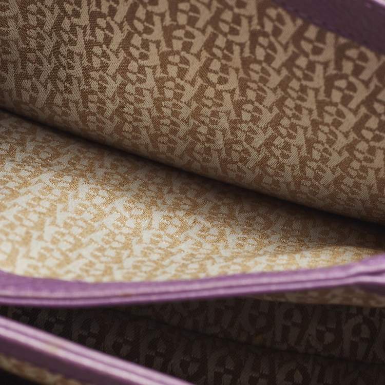 Pre Owned Aigner Genoveva Purple Leather Flap Top Handle Bag