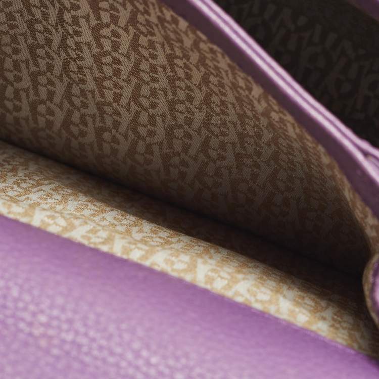 Pre Owned Aigner Genoveva Purple Leather Flap Top Handle Bag