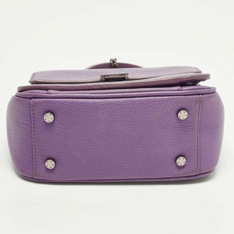 Pre Owned Aigner Genoveva Purple Leather Flap Top Handle Bag