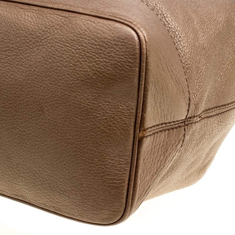 Pre Owned Aigner Metallic Brown Pebbled Leather Logo Tote
