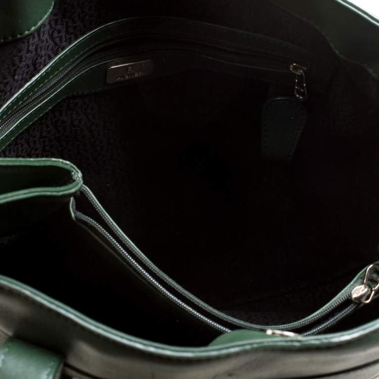 Pre Owned Aigner Green Leather Tote