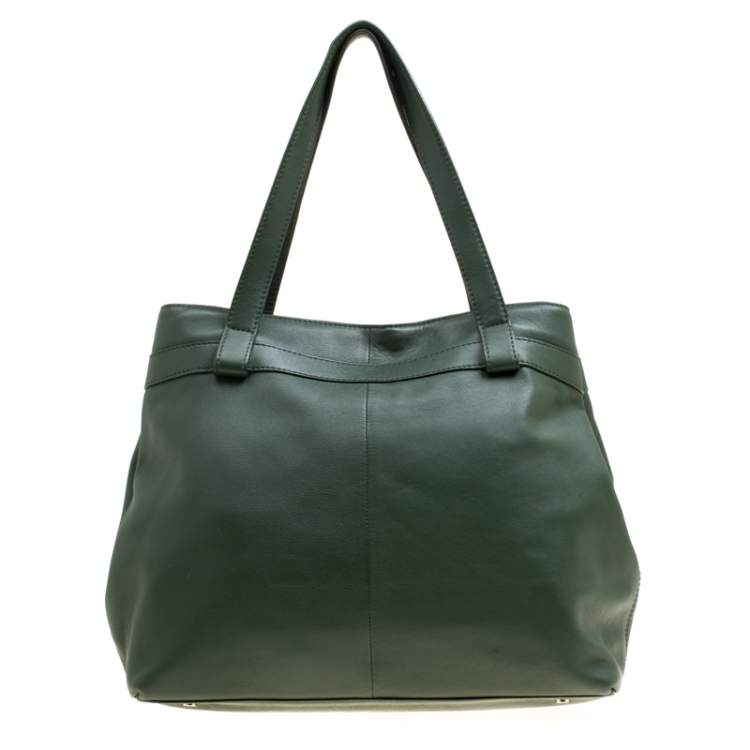 Pre Owned Aigner Green Leather Tote