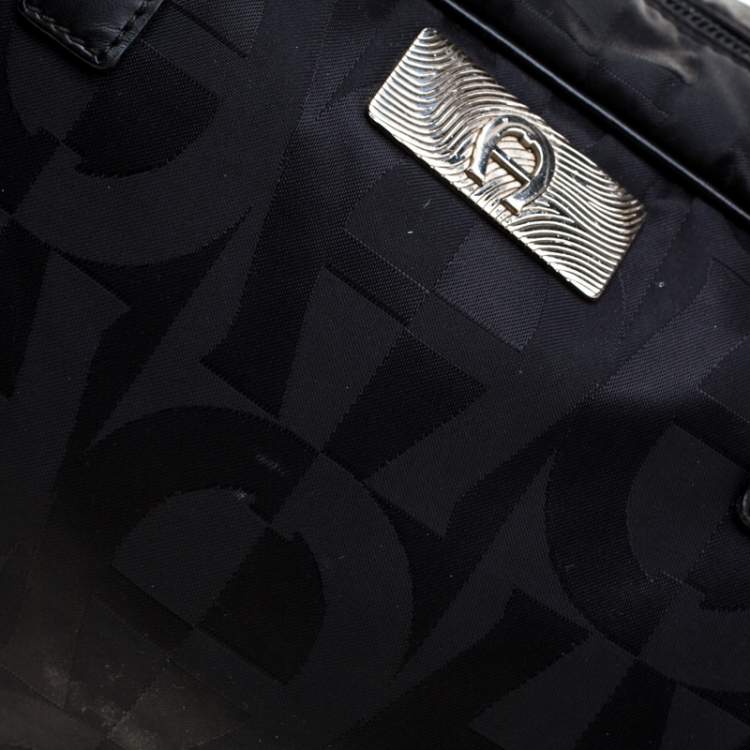 Pre Owned Aigner Black Nylon Satchel