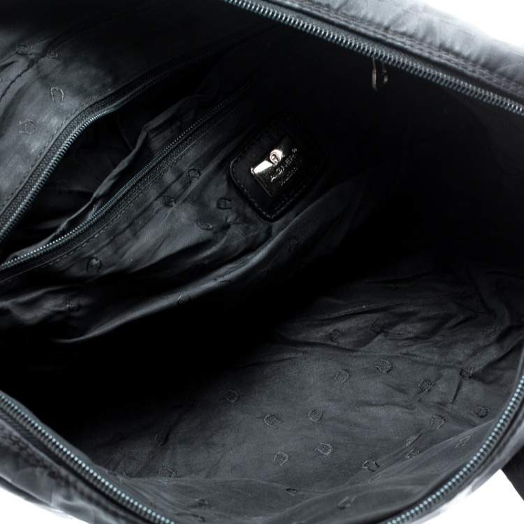 Pre Owned Aigner Black Nylon Satchel