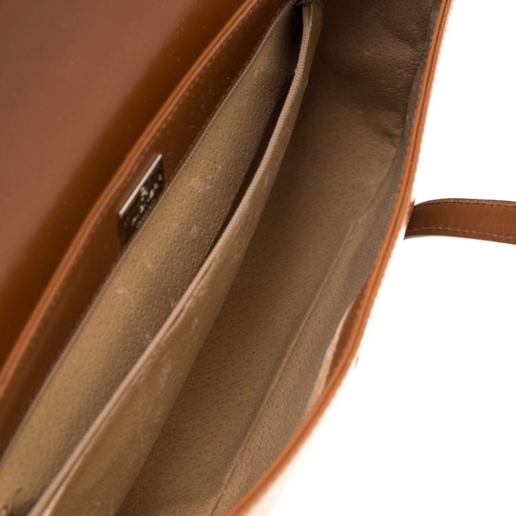 Pre Owned Aigner Brown Leather Flap Shoulder Bag