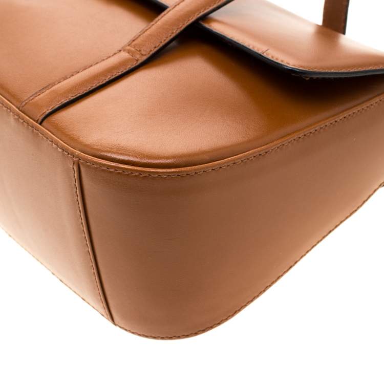 Pre Owned Aigner Brown Leather Flap Shoulder Bag