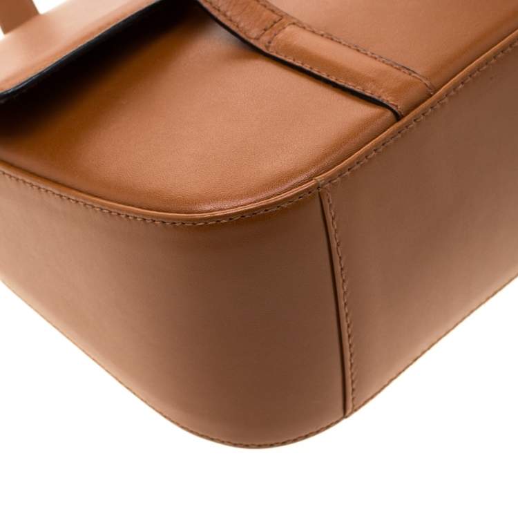 Pre Owned Aigner Brown Leather Flap Shoulder Bag