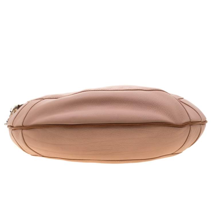 Pre Owned Aigner Pink/Brown Leather Logo Buckle Hobo