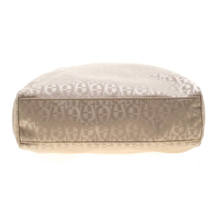 Pre Owned Aigner Beige/Black Signature Fabric Tote