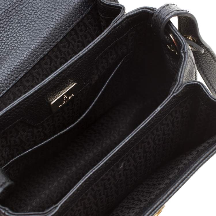 Pre Owned Aigner Black Leather Genoveva Top Handle Bag