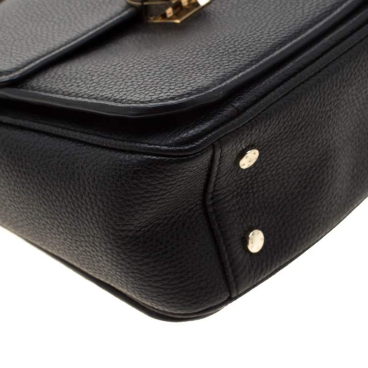 Pre Owned Aigner Black Leather Genoveva Top Handle Bag