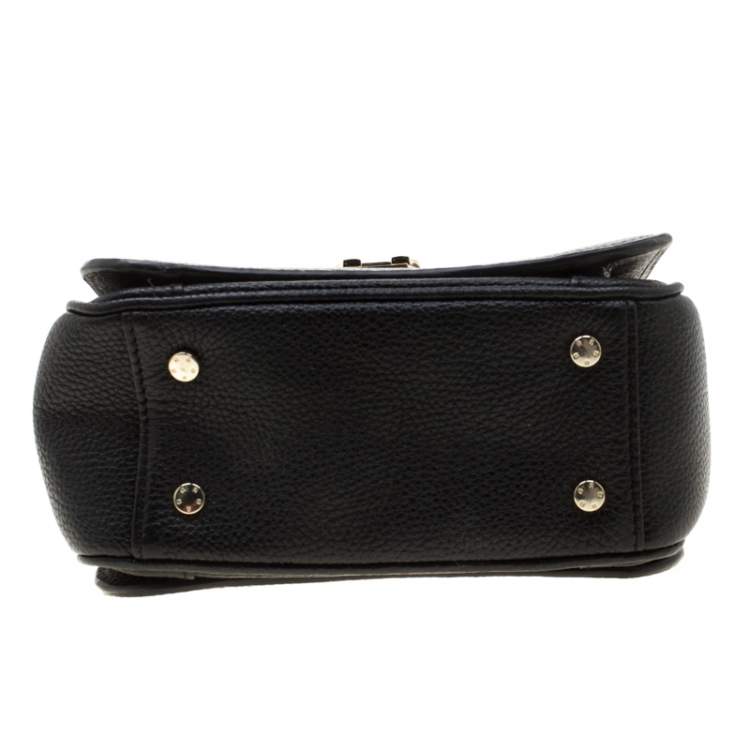 Pre Owned Aigner Black Leather Genoveva Top Handle Bag