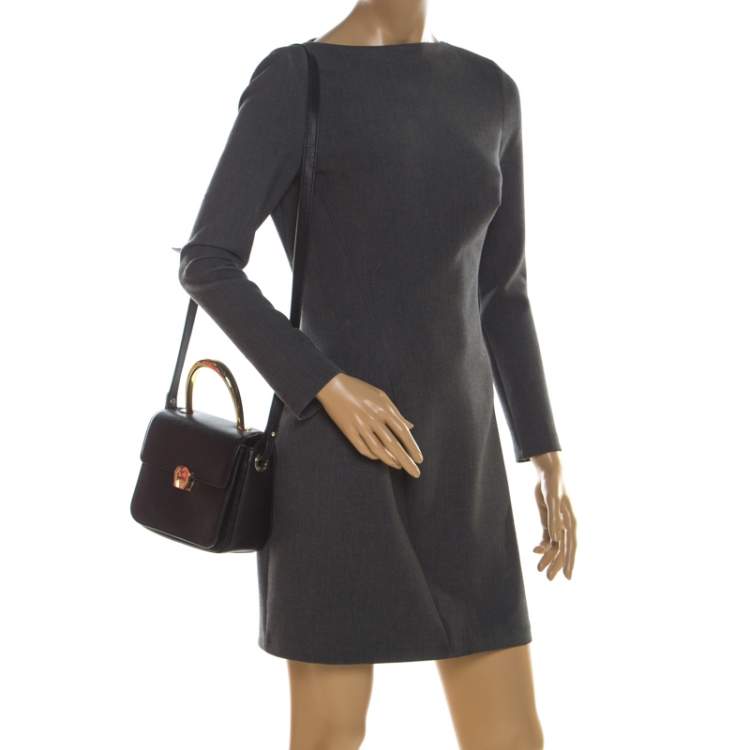 Pre Owned Aigner Black Leather Genoveva Top Handle Bag