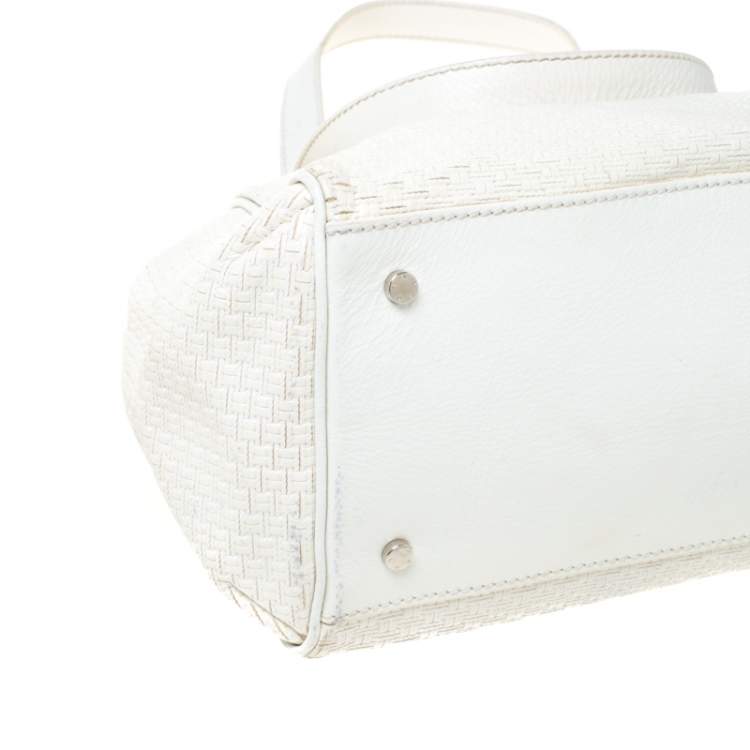 Pre Owned Aigner Off-white Leather Satchel