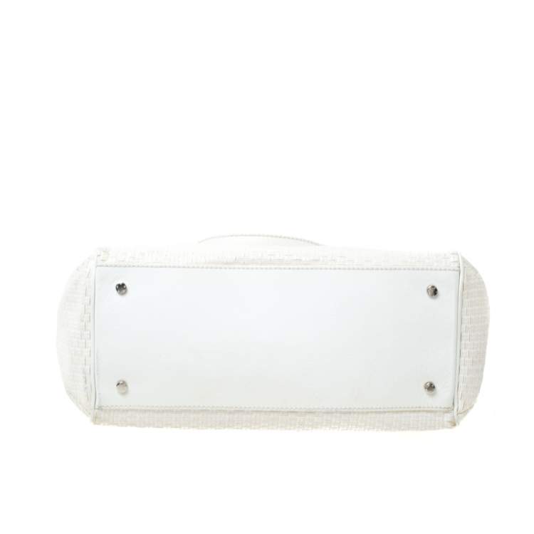 Pre Owned Aigner Off-white Leather Satchel