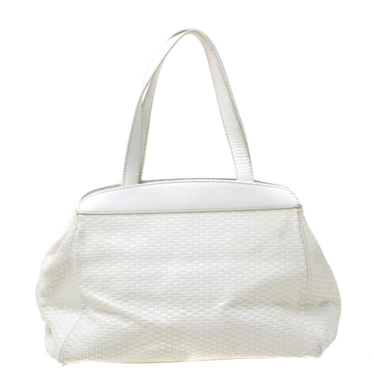 Pre Owned Aigner Off-white Leather Satchel
