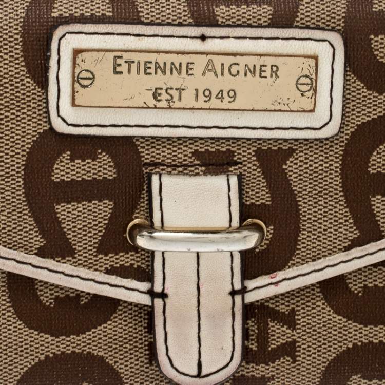 Pre Owned Aigner Beige Signature Coated Canvas Compact Wallet