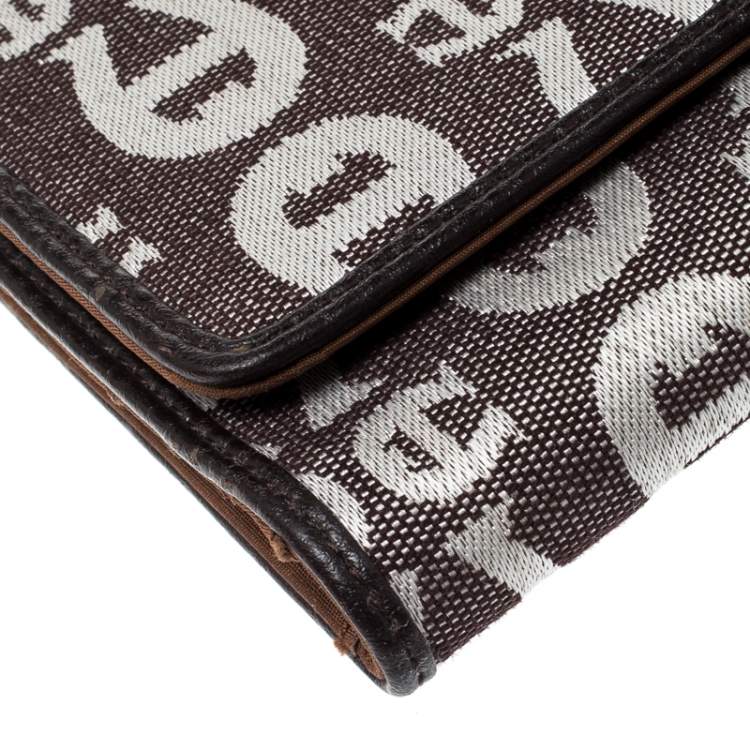 Pre Owned Aigner Brown/White Signature Canvas Continental Flap Wallet