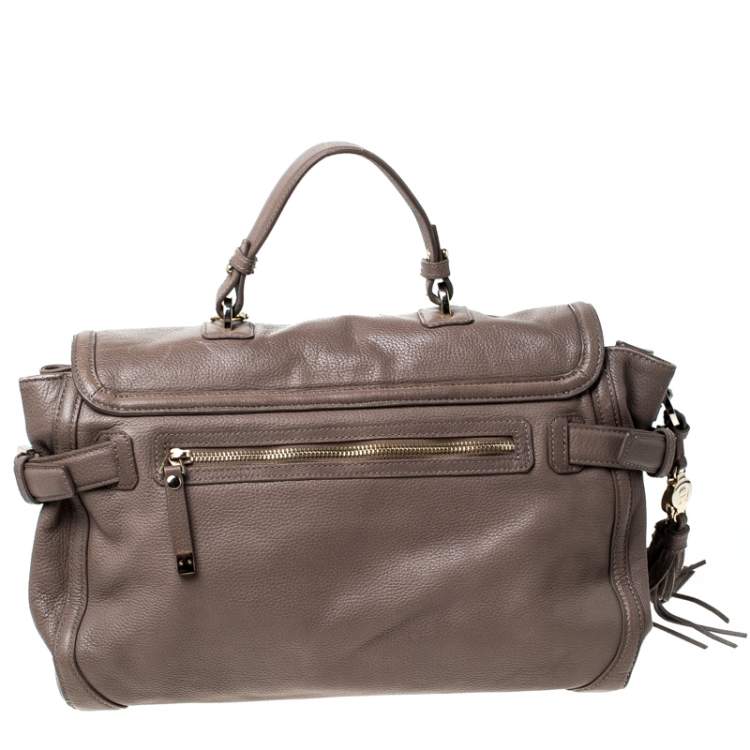 Pre Owned Aigner Light Brown Leather Top Handle Bag