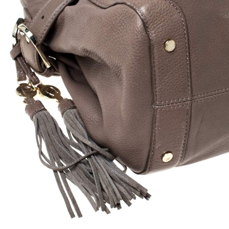 Pre Owned Aigner Light Brown Leather Top Handle Bag