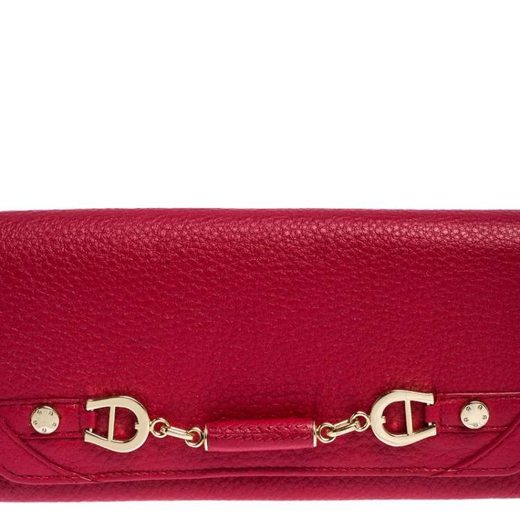 Pre Owned Aigner Red Leather Continental Wallet