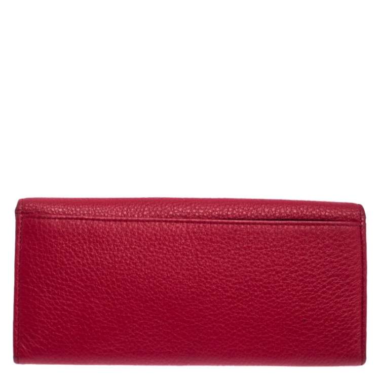 Pre Owned Aigner Red Leather Continental Wallet