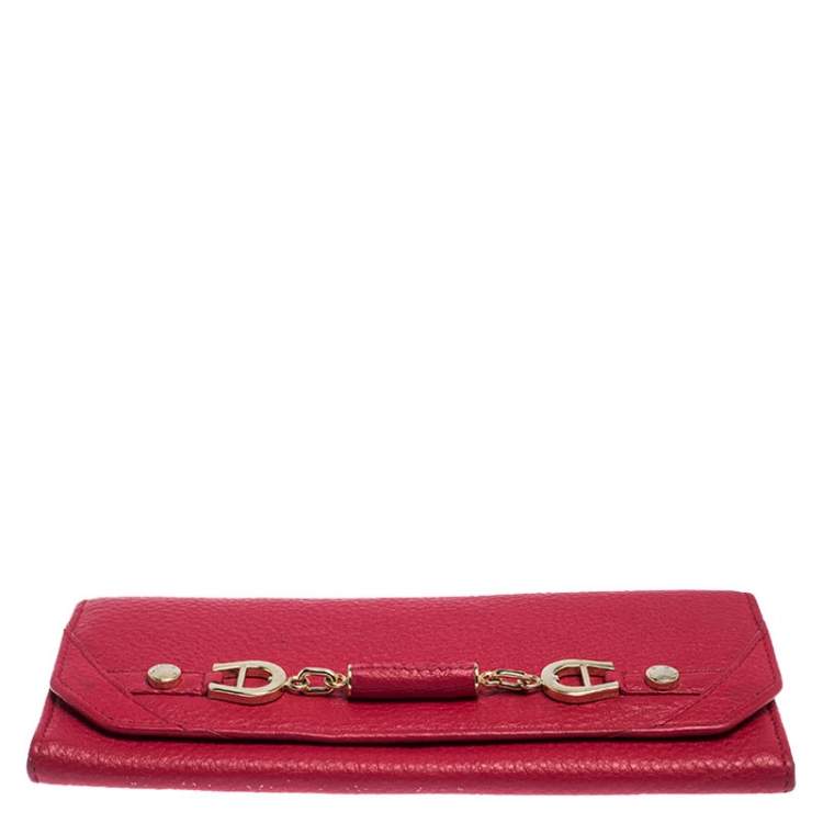 Pre Owned Aigner Red Leather Continental Wallet
