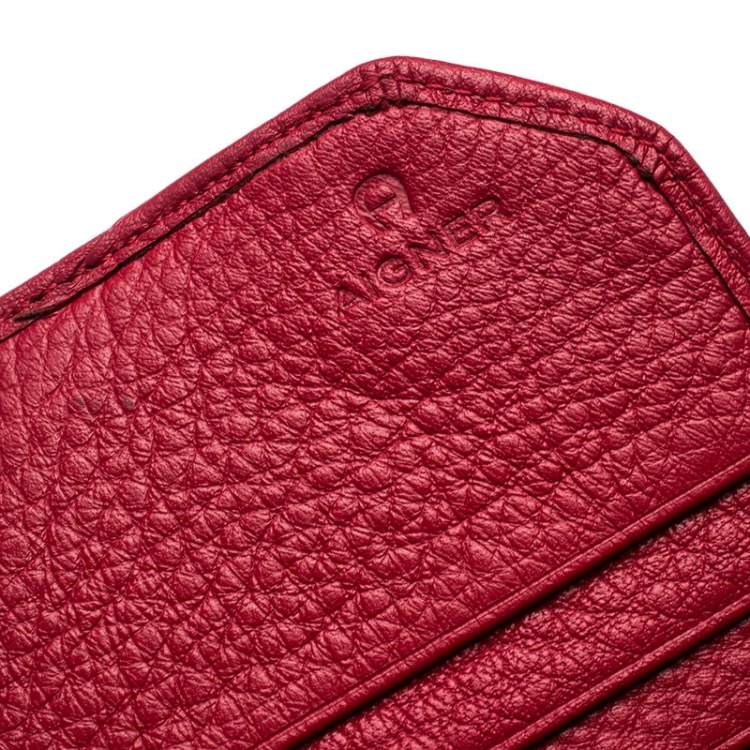 Pre Owned Aigner Red Leather Continental Wallet