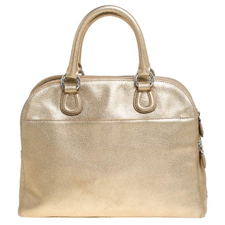 Pre Owned Aigner Metallic Gold Leather Satchel