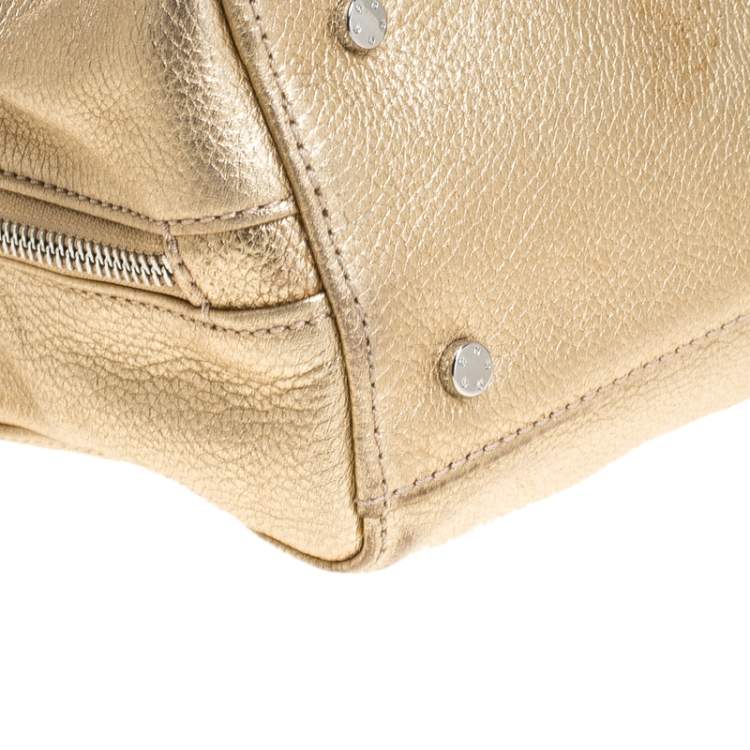 Pre Owned Aigner Metallic Gold Leather Satchel