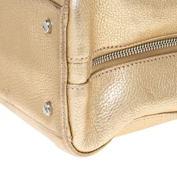 Pre Owned Aigner Metallic Gold Leather Satchel