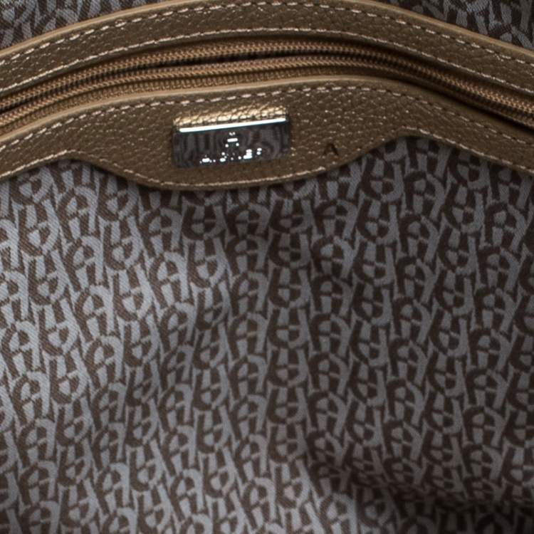 Pre Owned Aigner Metallic Gold Leather Satchel