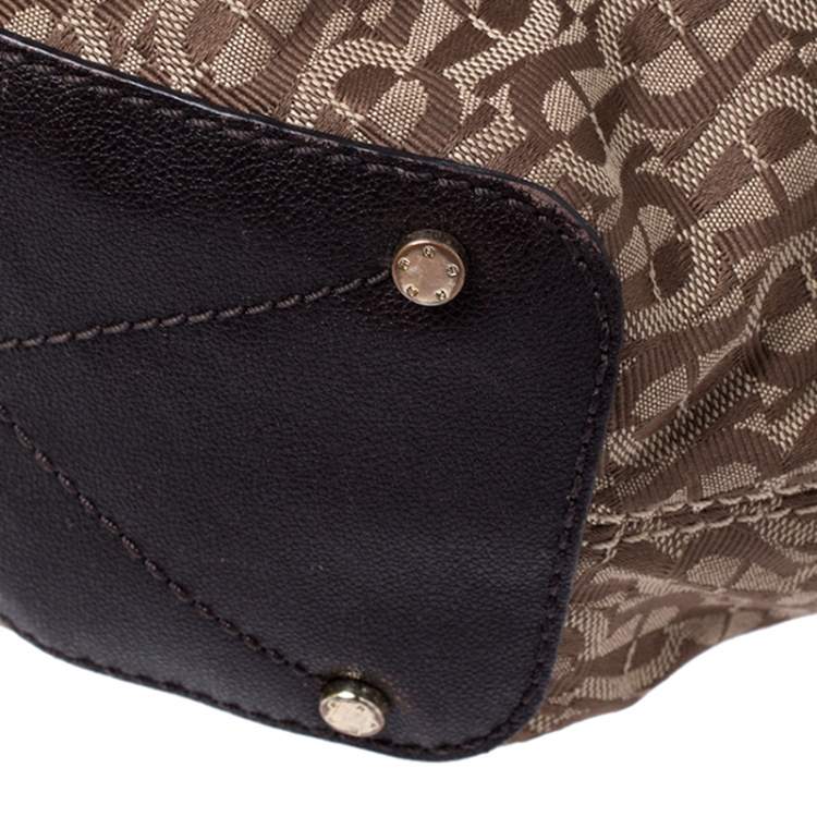Pre Owned Aigner Beige/Brown Signature Canvas and Leather Shoulder Bag