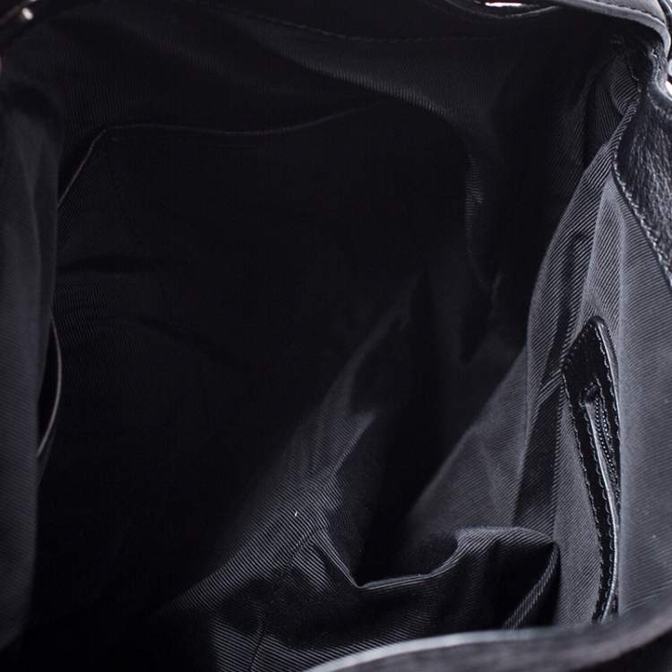 Pre Owned Aigner Black Monogram Canvas and Leather Hobo 