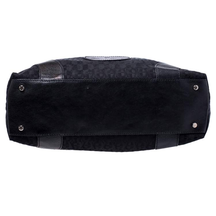 Pre Owned Aigner Black Monogram Canvas and Leather Hobo 