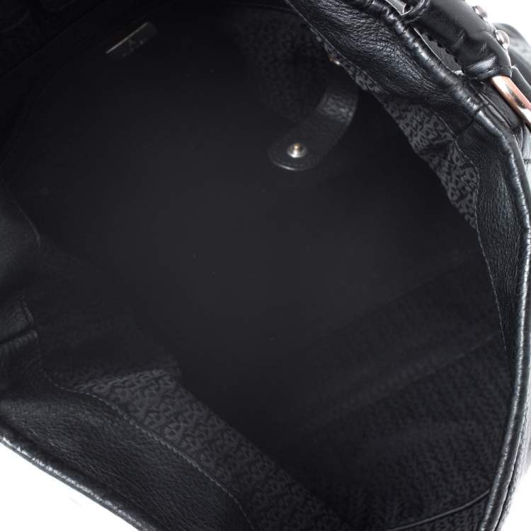 Pre Owned Aigner Black Monogram Leather Hobo