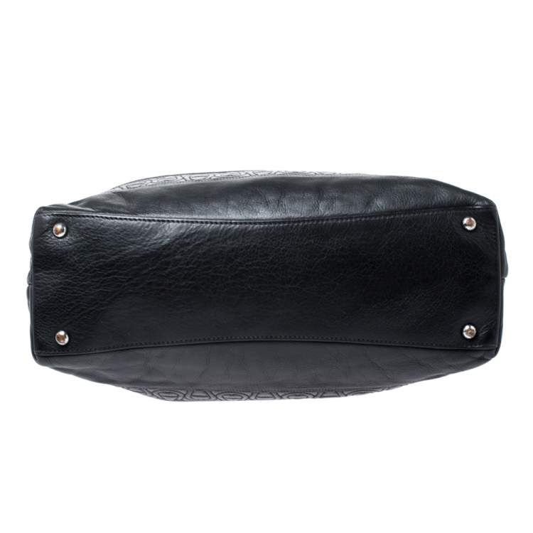 Pre Owned Aigner Black Monogram Leather Hobo